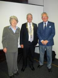 President Robert Dickie with Inner Wheel President Sylvia Hutcheon and speaker Campbell Thomson